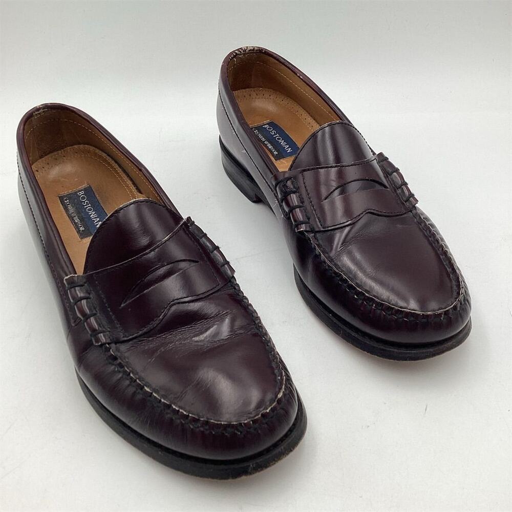 Bostonian Men's Penny Loafers Size 10.5 D Burgundy Leather Dress‎ Shoes